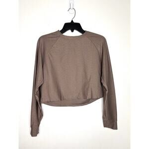 Move Theology Women's Small Taupe Athleisure Contour Top Crop Snakeskin Mushroom